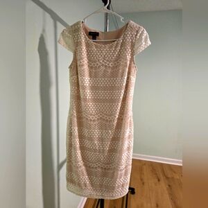 AB Studio dress, sz 4, Nude with white lace overlay